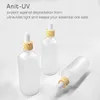 Frosted Glass Essential Oils Perfume bottles with Woodgrain Cap Reagent Pipette Eye Dropper Aromatherapy Liquid Containers 10ml 307391886