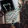 Collana con rosario con croce in acrilico verde Gioielli di preghiera religiosa cattolica lunga per uomo donna