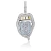 Ny högkvalitativ koppar iced out Cubic Zirconia Lips Pendant Necklace Colors Stone With 4mm Tennis Chain