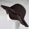 Wide Brim Hats Fashion Women Hat With Wool Felt Bowler Fedora Floppy Cloche Sun Beach Bowknot Cap Fall HatWide Pros22