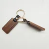 Porte-clés en cuir gravure impression porte-clés pendentif en copeaux de bois rectangulaire