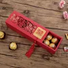 Emballage cadeau vide Double bonheur sac cadeau à thème asiatique chinois de couleur rouge tiroir de type de bonbon de mariage Box Party Favor 8288857