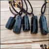 Pendant Necklaces Pendants Jewelry Fashion Women Black Energy Tourmaline Stone Necklace Crystal Gem Specimenpendant Drop Delivery 2021 Dgk