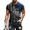 T-shirts pour hommes 3D T-shirt imprimé col rond respirant à manches courtes Est Summer 2022 Chemise de personnalité créative surdimensionnée mâle T