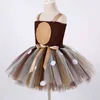 Costumes de cerf pour filles Robe de Noël pour enfants Costumes d'Halloween Renne Tulle Tutu Robe Anniversaire Princesse Vêtements Marron Y220510