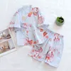 Mignon 100% gaze coton enfant Kimono peignoirs garçons et filles japonais été pyjamas ensembles enfants à manches courtes vêtements de nuit pour enfants