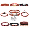 Bracelets en pierre de cornaline rouge naturelle, brins de perles, Agates, ronds bruts, extensibles, bijoux de fête, cadeaux pour femmes, Lars22
