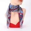 Marque plaine mousseline de soie foulard en soie été femmes cheveux cou carré foulards bureau femme impression foulard châle bandana foulard