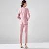 Tweede stuk broek voor vrouwen Women S Office Set Set Professional Female Business Lady Cosmetology Suit Plus Size Pink Rose Blazer Pant Designer