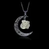 Pendant Necklaces Retro Galaxy Moon Crystal Crescent Irregular Natural Stone Necklace Polycrystalline Quartz JewelryPendant
