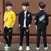 Children 3 Clothing Sets Set Autumn and Winter Boy Jacket Pants Fashion Sports Embroidery Feather Coat Long-sleeved Shirt Trousers