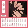 Faux Ongles Faux Conception Vague Pleine Couverture Acrylique Presse Sur Amovible Long Cercueil Ballerine Française Ongle Fini Prud22