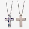 Mode DIY Sublimation leere Herren Halskette Silber Kreuz Halskette Designer Schmuck Frauen Mann Kette Party Fotorahmen Anhänger für Paare Frau Halsketten Geschenk