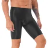 Herren-Shorts, glänzend, glatt, elastischer Bund, kurze Leggings, Sport, Fitness, Fitnessstudio, solide knielange Badehose für Herren