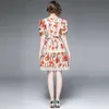 2022 femmes nouvelle robe d'été manches Lanter robes florales haut de gamme rétro tendance femmes dentelle imprimé volants robes