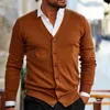 Automne Hiver Hommes Chandails À La Mode Solide Couleur Tricoté Gilet Confortable Sweateropen Avant Veste Col En V Survêtement Hommes Vêtements L220730