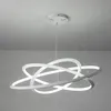 Pendellampor modern minimalism aluminium LED -lampor cirkel ringar hängande ljus vit/svart kroppsfärg för kontorsmatsal vardagsrum