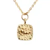 Tag carré Tag 14K plaqué or pendentif collier mode collier élégant cadeau pour femme bijoux