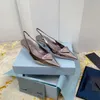 Chinelos de marca de super qualidade Sandálias femininas bombas de salto baixo designer de couro escovado slingback bomba senhora sapatos de vestido de festa de casamento