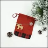 Gift Party Party Supplies Festive Home Garden 17x13cm linho de Natal DString Bag Papai Noel