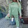 خطاب طباعة 2pcs tracksuit tracksuits مجموعة من البلوزات غير الرسمية سروال الخصر