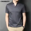 COODRONY Brand High Quality Summer Summer Cool Color Pure Casual Manga curta 100 camisa de pólo de algodão Men Slim Fit Roupas C5198S 220707