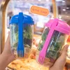 Novo portátil salada refeição shaker canecas 1000ml saladas frescas copo para ir recipiente com garfo molho titular café da manhã armazenamento de alimentos bento caixa