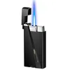 2022 Nya vindtätare Torch Gas Metal -tändare Fyll på blå Flame Cigarett Butane -tändare Jet Hushållen Tändare Böjda barrökning Gadgets
