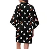 Nome personalizzato Cuore Donna Corto Kimono Abito Sfondo nero Regali personalizzati Donna Coperta Autunno Morbido Pigiama Set Indumenti da notte 220621