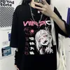 NiceMix Vintage Anime Cartoon T-Shirt Damen Kleidung Gothic T-Shirt Streetwear Print lose Tops Koreanisches Sommer schwarzes T-Shirt 220321