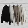 Moletons femininos de malha com capuz de qualidade premium, suéteres casuais soltos fora do ombro, manga longa com capuz, moletons