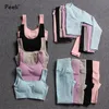 Two Piece Set Women Clothing Seamless Yoga Sports Suit Long Sleeve Gym Wear Fitness Crop Top High Waist Leggings Workout 220330