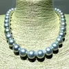 Łańcuchy ogromne urocze 18 cali 13-14 mm naturalne morze południowe oryginalny biały okrągły naszyjnik perłowy luksusowe biżuterie łańcuchy