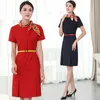 Asian Uniform Stewardess Dress Female Professional Robe Beauty Salon Hotel Etikett Försäljningsavdelning Arbetskläder anpassade