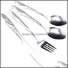 Tableware 4Pcs Cutlery Set Cam Fork Spoon Cutter Stainless Steel For Travel Hiking Kitchen Tool 0221 Drop Delivery 2021 Forks Flatware Kitch