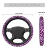Ratt täcker 38 cm söt lila leopardtryck täcker djur auto bilskydd för SUV universal 14.5-15 tumsteering