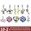 925 Sterling Silver Dangle Charm Couleur Coeur En Forme De Perles De Chrysanthème Perle Fit Pandora Charms Bracelet DIY Bijoux Accessoires