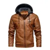 Mode Veste En Cuir Hommes Automne Polaire Doublure Pu Vestes En Cuir Avec Capuche Hiver Mâle Vêtements Casual Blanc Moto Vestes L220801