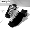 ESRFIYFE Big Size 3448 Summer Women Slippers Square High Heels Open Toe Shoes Woman Top Quality Casual Women Mules Y200423