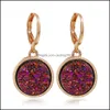 Charm Resin Pink Green Blue Druzy Drusy Designer Earrings Round Charms Fashion Dangle Earring For Women Drop Delivery 2021 Carshop2006 Dhf8I