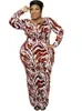 Plus Size Dresses 4XL For Women Clothes Long Sleeve Robes 2022 Autumn Leopard Print Streetwear Oversize Maxi DressPlus