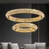 Pendant Lamps Luxury crystal chandelier for bedroom modern ring living room home decor light fixture gold round led kitchen island hanging lam