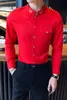 Camisa preta vermelha dos homens do outono S-5XL Mens Slim Fit Casual S Camisa Hombre Social Masculina S Vestido 220322