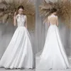 Özel Yapım Vintage A Hat Dantel Gelinlik Vestido de Festa de Casamento Zarif Sırtsız Gelinlik Yüksek Boyun Sheer Bridal Elbise