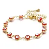 Pulsera de cadena de hebras con cuentas de mal de ojo coloridas para mujer, brazalete envolvente clásico de acero inoxidable, regalo de joyería de moda femenina