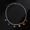 Fashion Simple Cuban Chain Necklace For Men Colorful Stars Pendant Casual Sports Short Choker Necklace All-match Jewelry