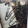 Pendant Necklaces Our Lady Of Guadalupe Medal Rosary Necklace Black Hematite Prayer Bead Chain Crucifix Cross Religious Jewelry Gifts