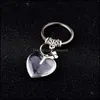 Nyckelringar smycken Natural Stone Heart Keychain Rose Quartz Tigers Eye Opal Crystal Ring Chain Keyring Drop Delivery 2021 DH7AH