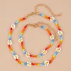 Nouveau fait à la main arc-en-ciel perles de rocaille pendentifs Simple collier Bracelet femmes mode sauvage doux coloré collier bijoux cadeau