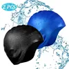 Swim Cap Silicone Noslip Swimming Caps Långt hår unisex poolhatt med öronomslag Skydda för kvinnor män vuxna ungdomar barn 220621